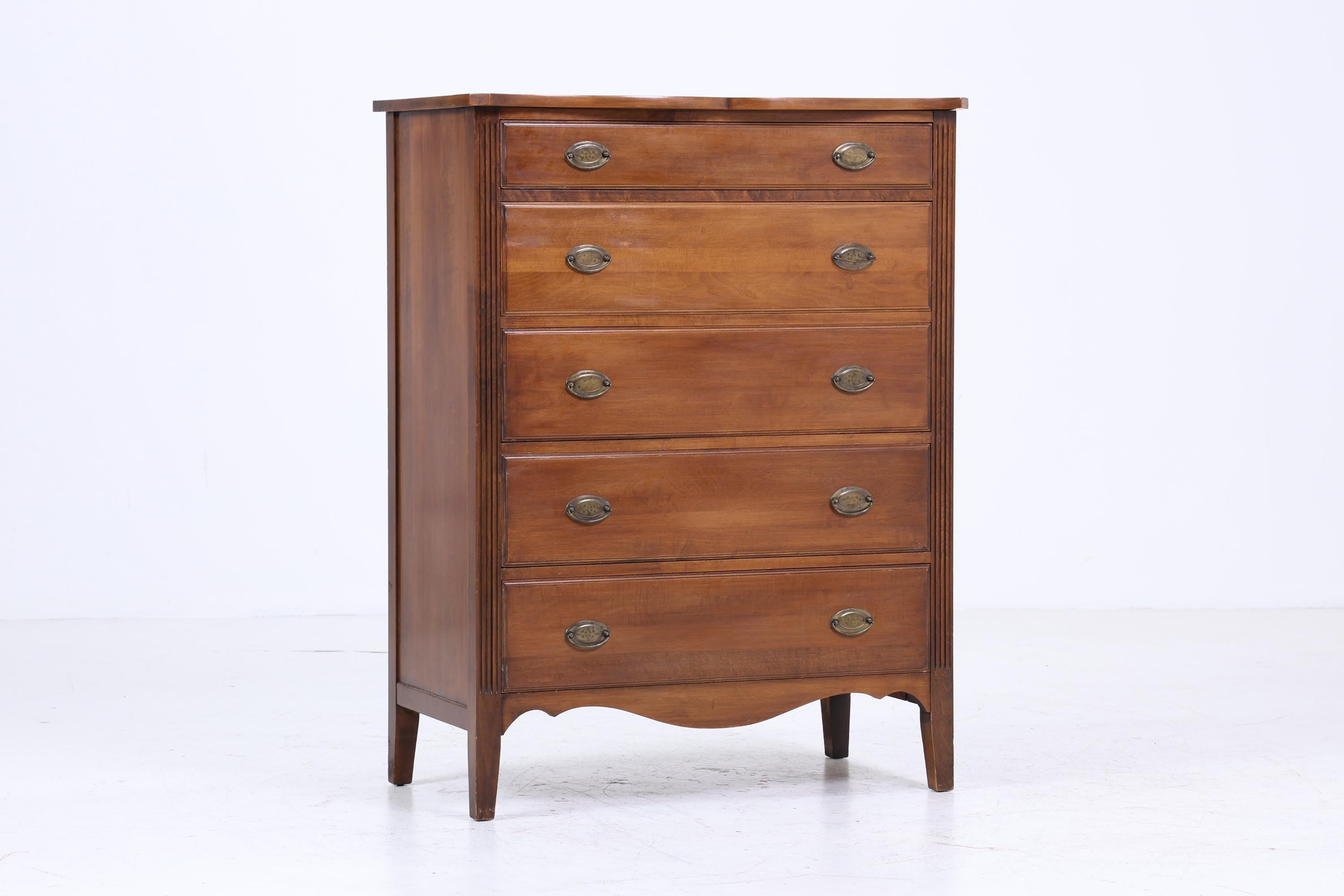 Hohe Vintage Schubladen Kommode | Mid Century Schubladen Schrank | Retro 60er Jahre Holz Aufbewahrung