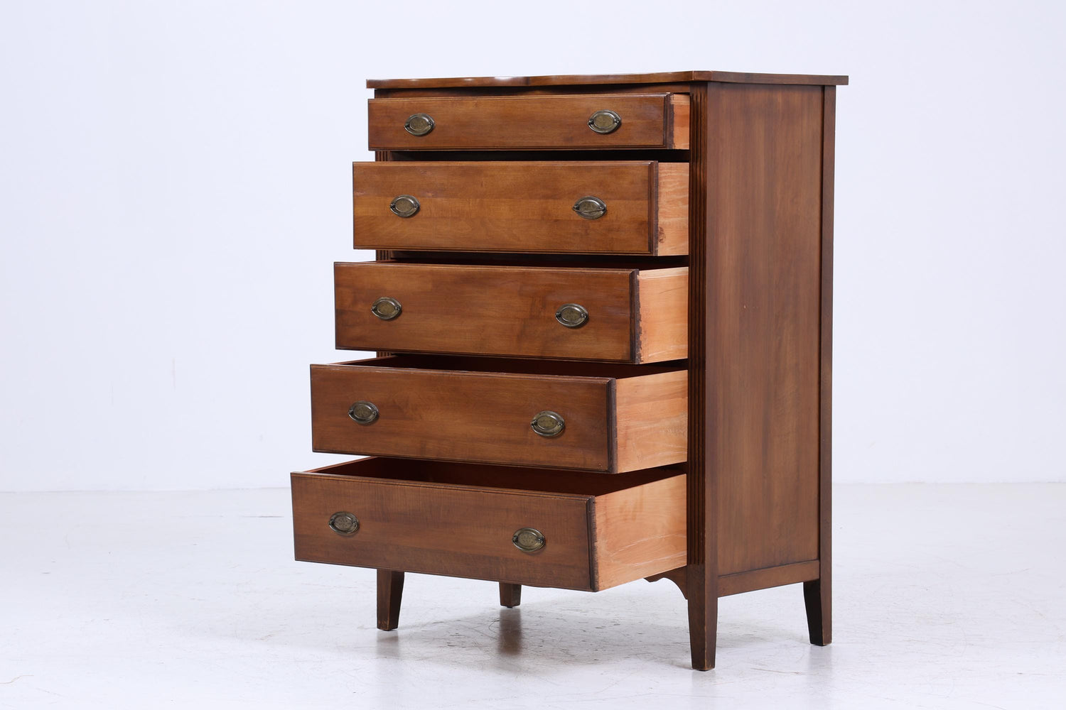 Hohe Vintage Schubladen Kommode | Mid Century Schubladen Schrank | Retro 60er Jahre Holz Aufbewahrung