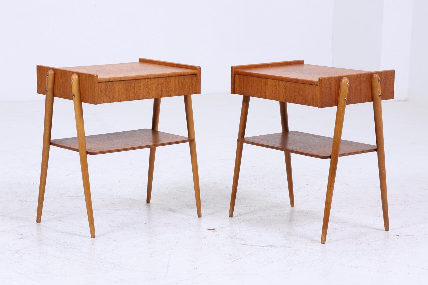 2 Vintage Teak Nachttische AB Carlström | Mid Century Nachttisch 60er Jahre | Designer Beistelltische aus Echtholz