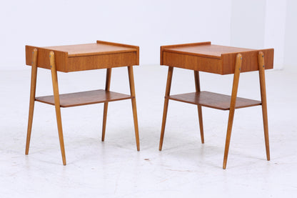 2 Vintage Teak Nachttische AB Carlström | Mid Century Nachttisch 60er Jahre | Designer Beistelltische aus Echtholz