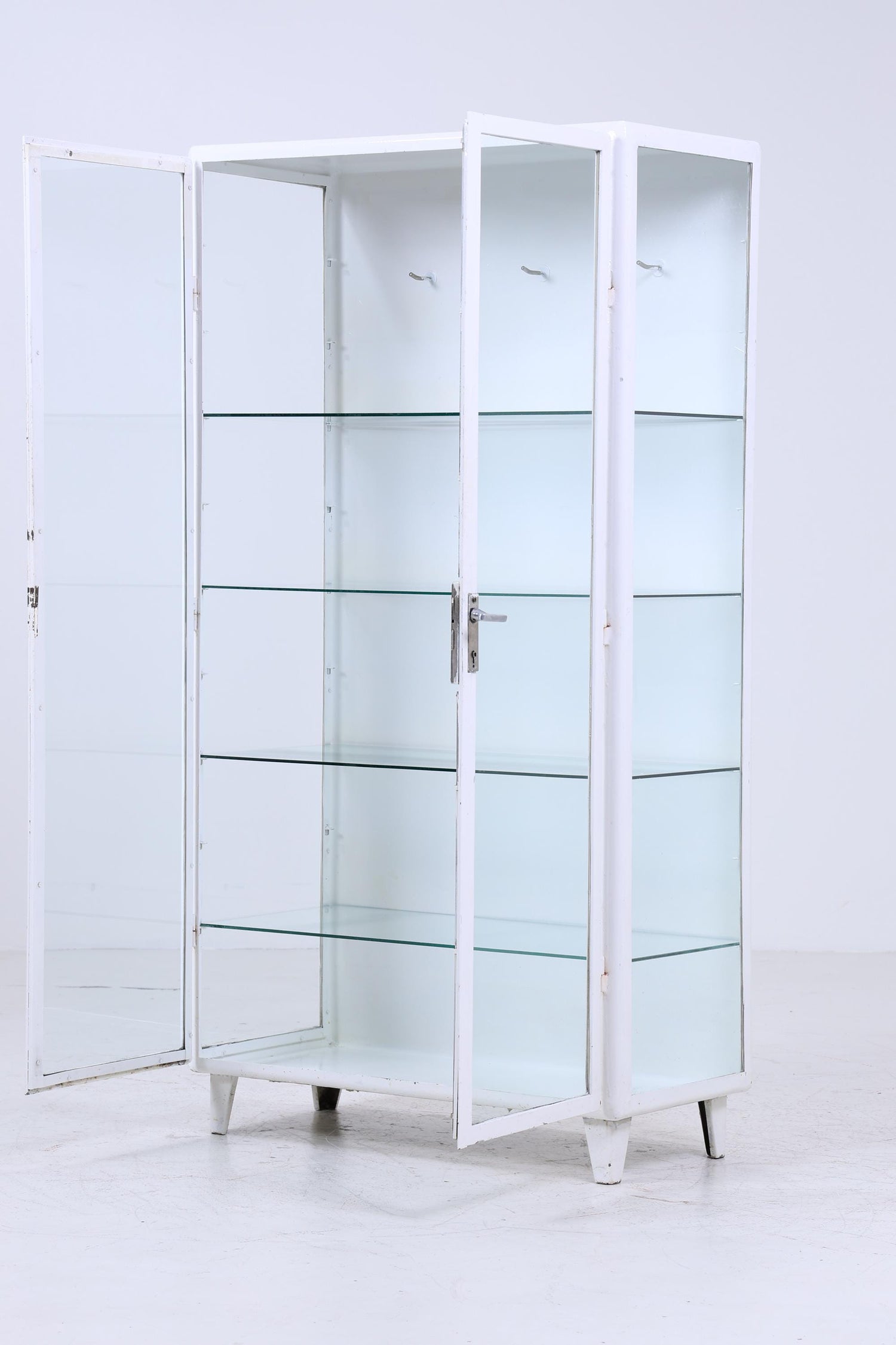 Großer Vintage Medizinschrank 40er Jahre | Mid Century Glas Schrank | Vitrine  Aufbewahrung