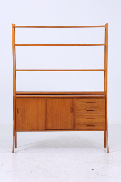 Vintage Teak Regal 60er Jahre | Mid Century Bücherregal Schreibtisch Sekretär mit Schiebetüren Retro Holz Aufbewahrung
