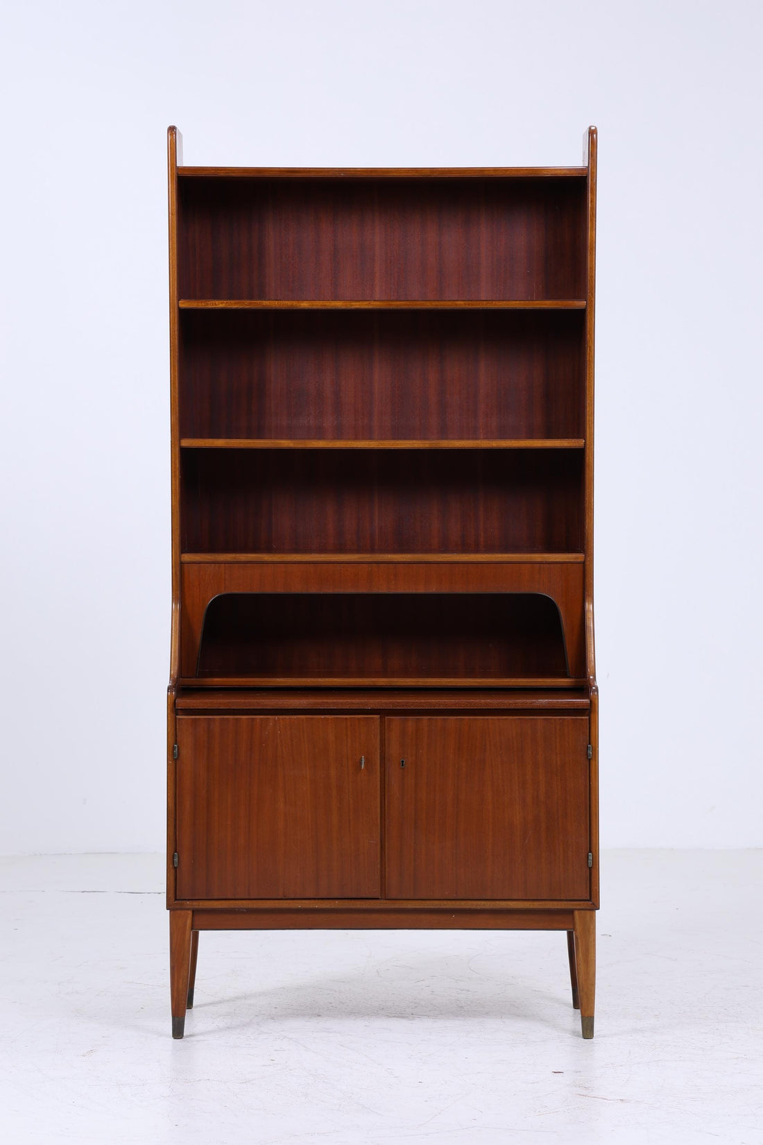 Vintage mahogany shelf from the 1960s | Mid-century bookcase, desk, secretary, retro wooden storage from the 1970s