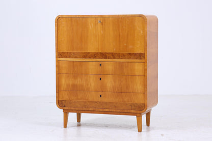 Vintage Sekretär aus Ulmenholz | Mid Century Schreibtisch Schubladen Schrank Arbeitstisch Retro Holz Aufbewahrung 20er 30er Jahre