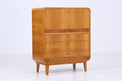 Vintage Sekretär aus Ulmenholz | Mid Century Schreibtisch Schubladen Schrank Arbeitstisch Retro Holz Aufbewahrung 20er 30er Jahre