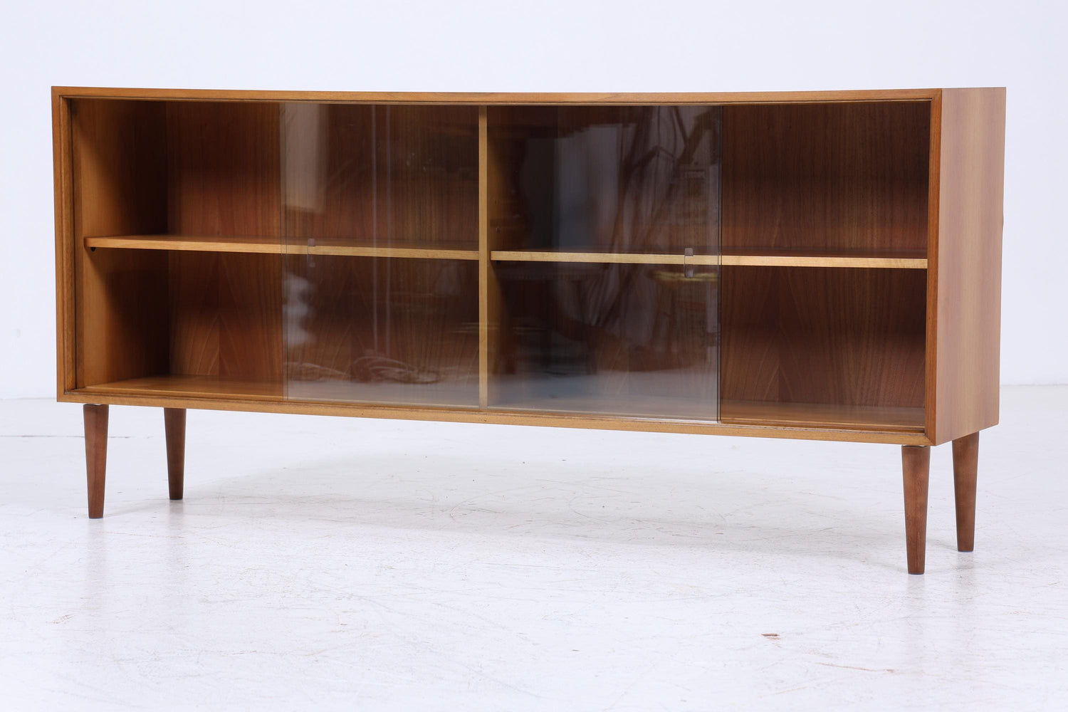 Vintage Glas Sideboard 60er Jahre |  Platon Serie by Lothar Wegner -  Mid Century Vitrine Holz Design 2/4