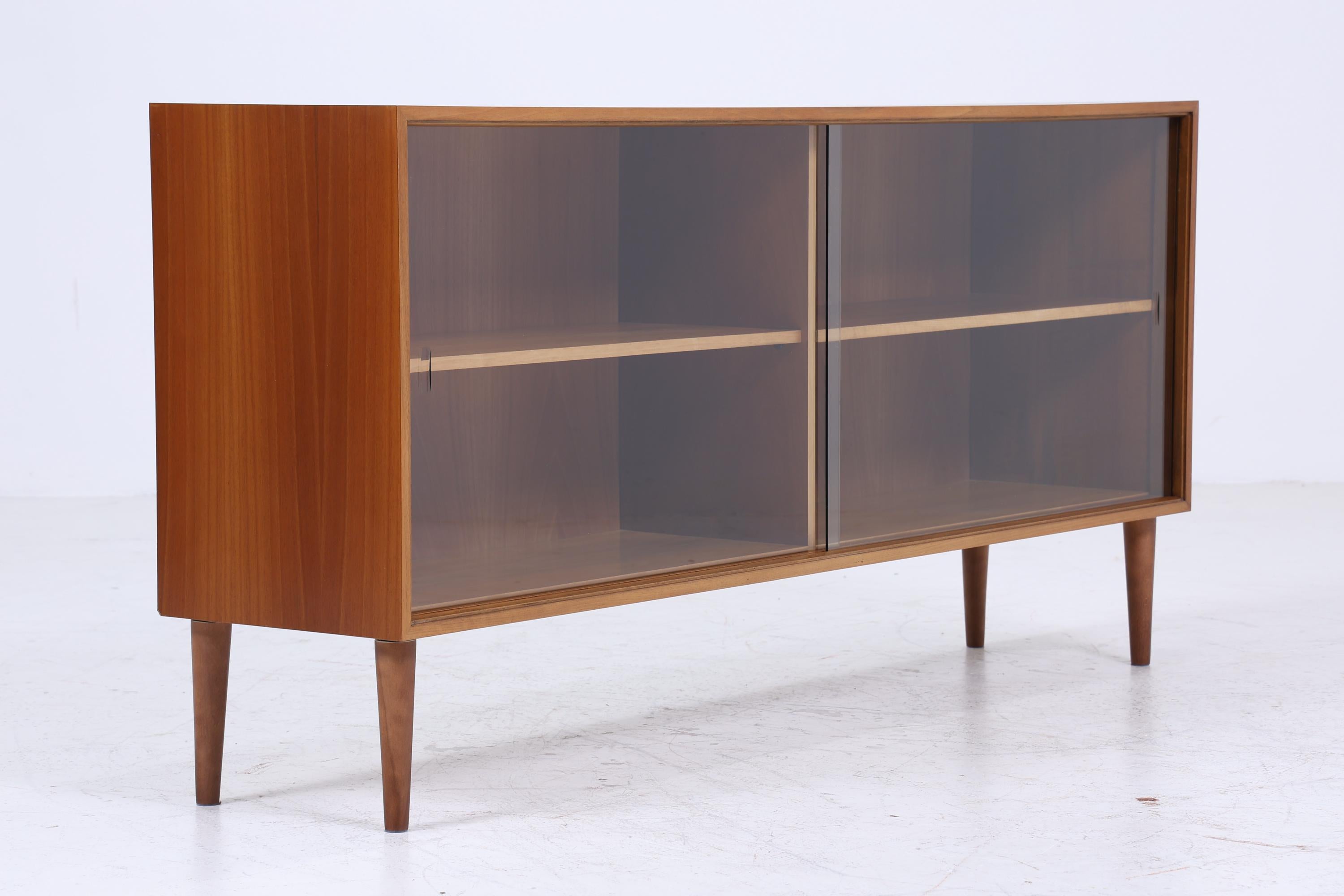 Vintage Glas Sideboard 60er Jahre |  Platon Serie by Lothar Wegner -  Mid Century Vitrine Holz Design 2/4