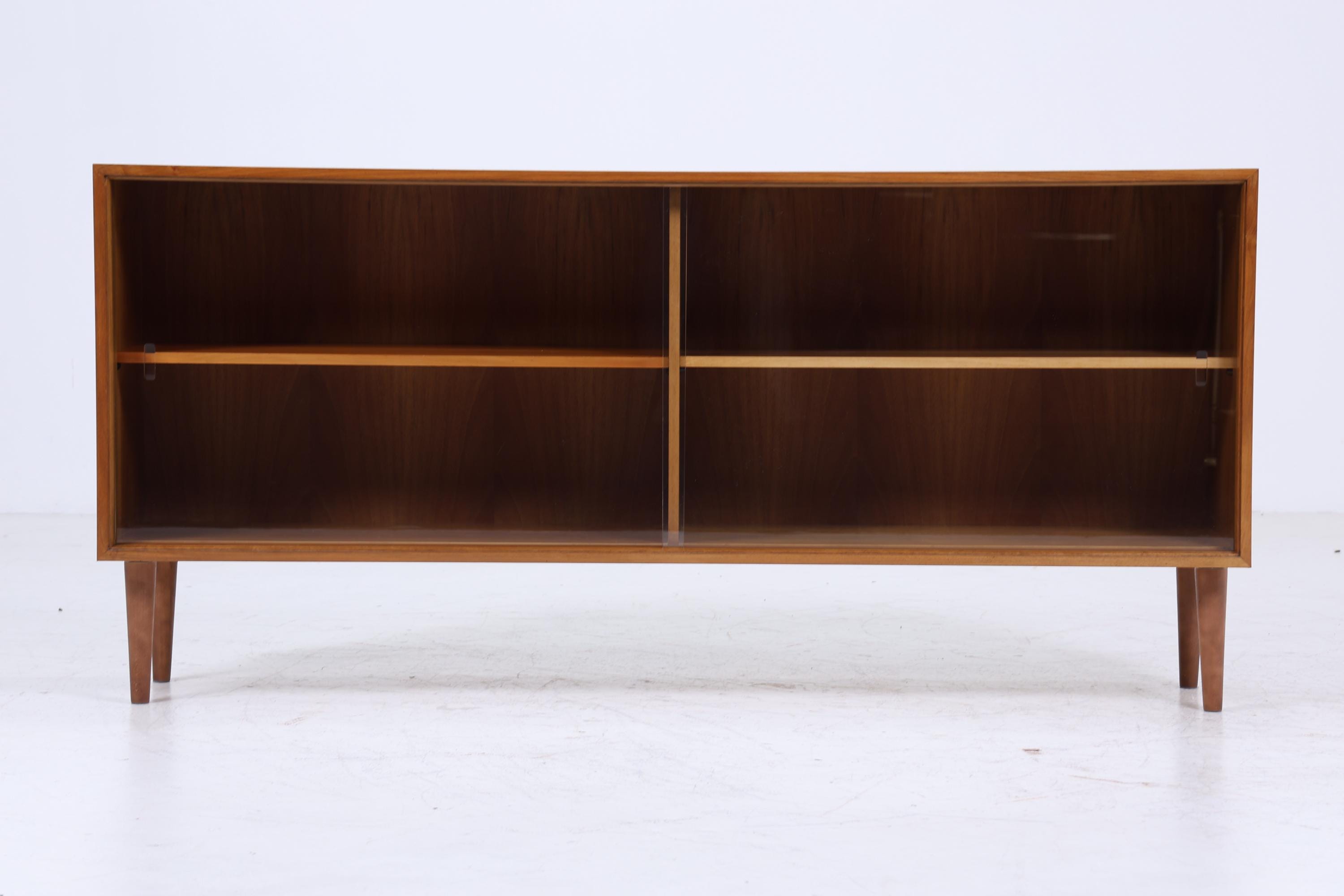 Vintage Glas Sideboard 60er Jahre |  Platon Serie by Lothar Wegner -  Mid Century Vitrine Holz Design 3/4