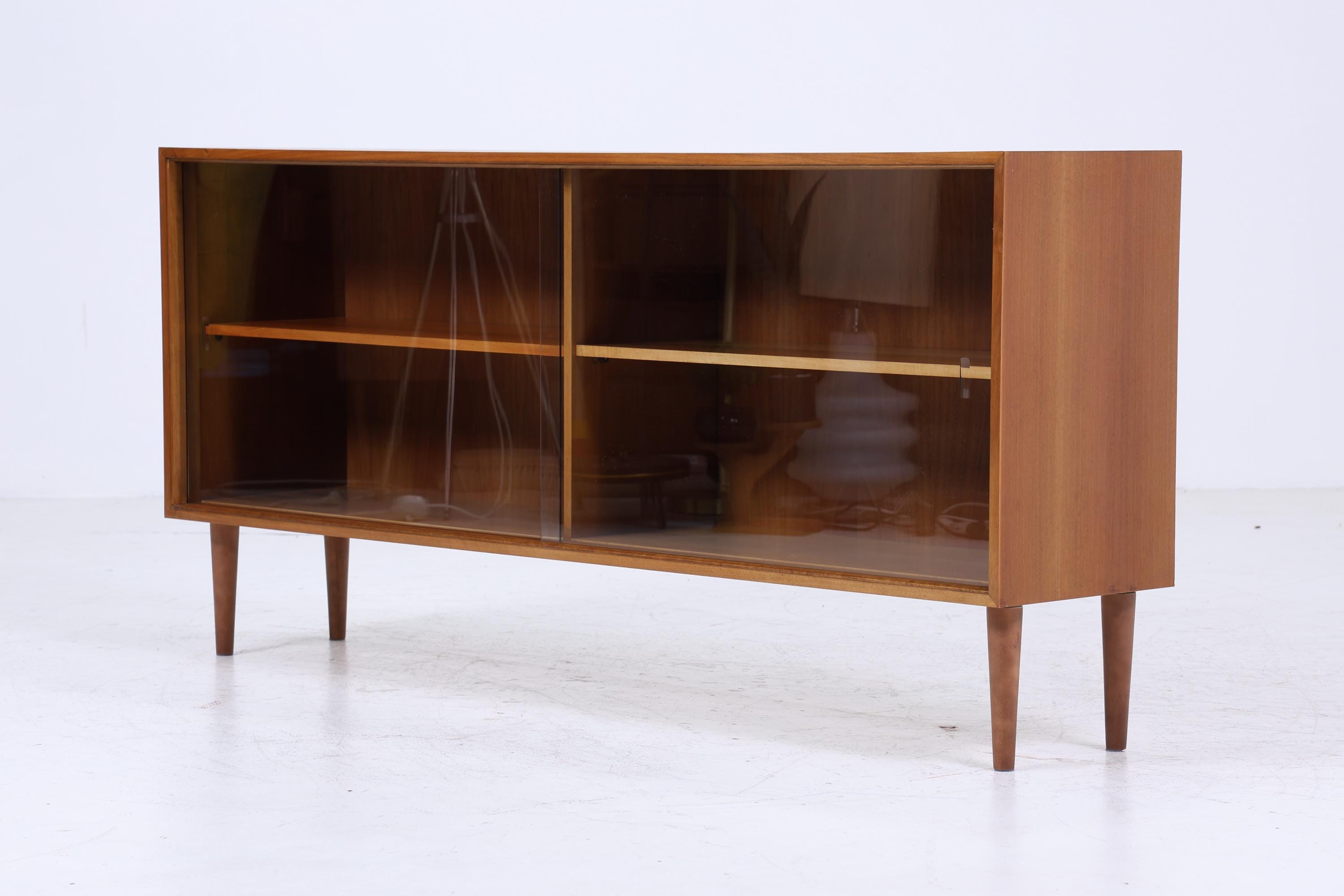 Vintage Glas Sideboard 60er Jahre |  Platon Serie by Lothar Wegner -  Mid Century Vitrine Holz Design 3/4