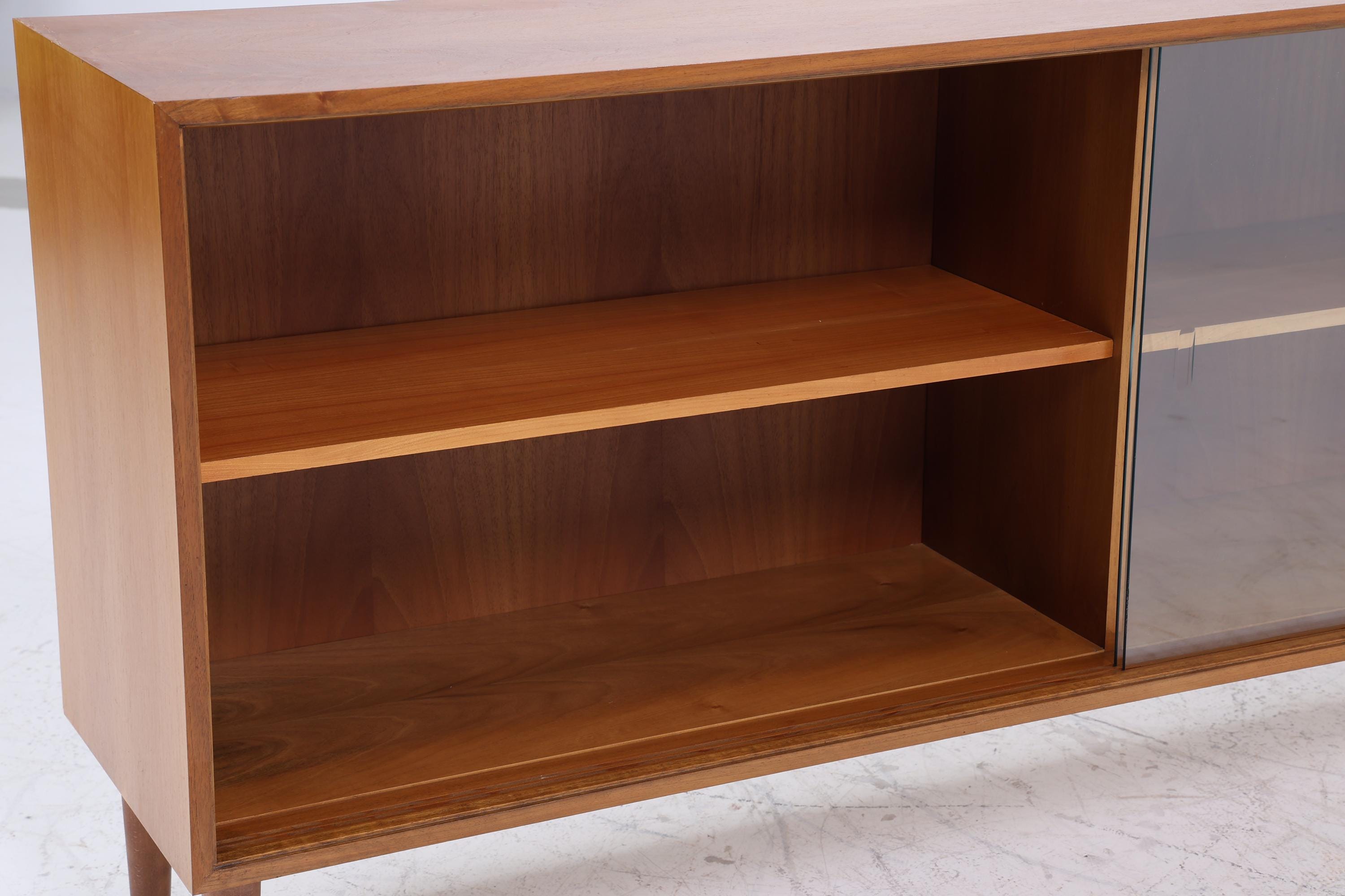 Vintage Glas Sideboard 60er Jahre |  Platon Serie by Lothar Wegner -  Mid Century Vitrine Holz Design 3/4
