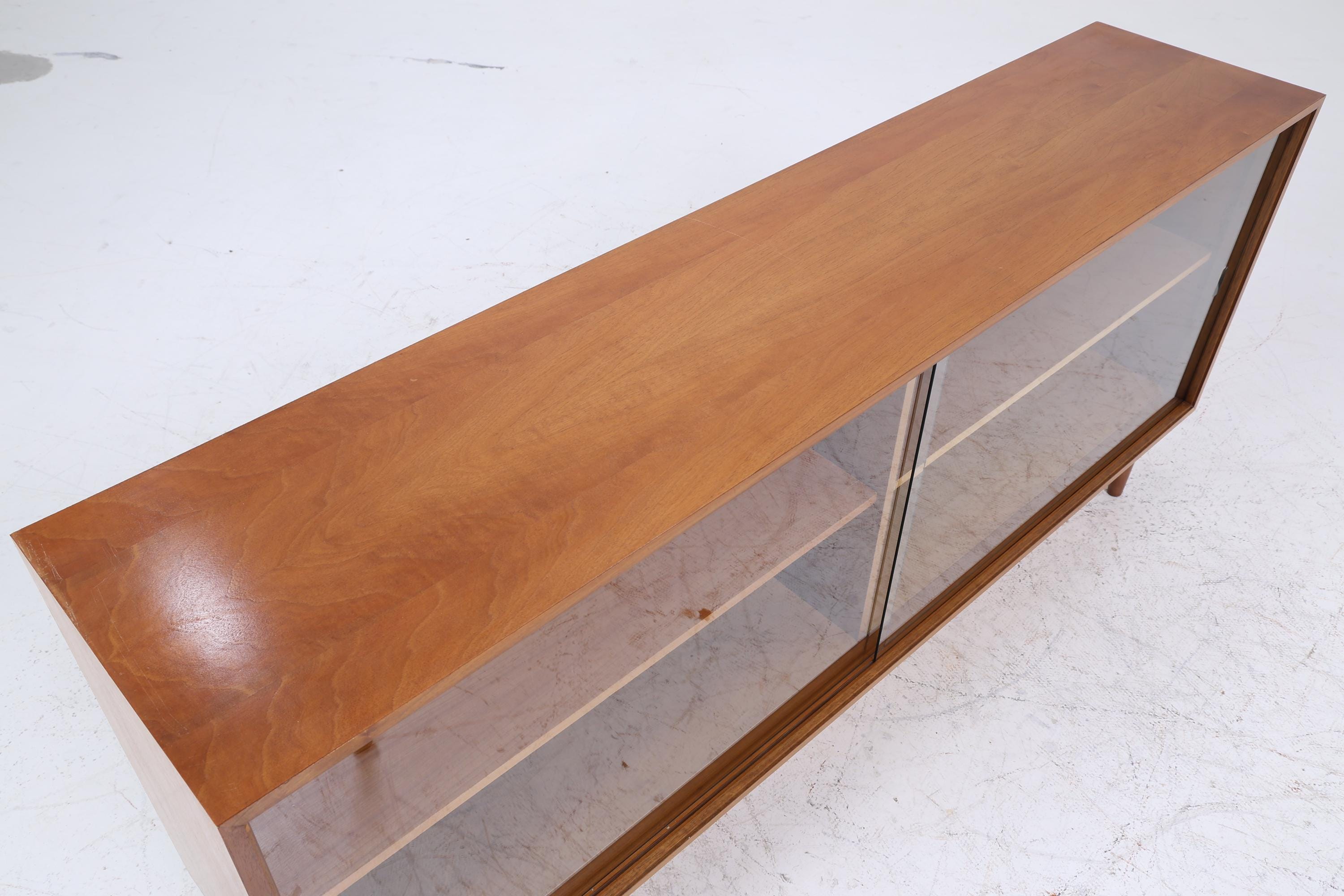 Vintage Glas Sideboard 60er Jahre |  Platon Serie by Lothar Wegner -  Mid Century Vitrine Holz Design 3/4