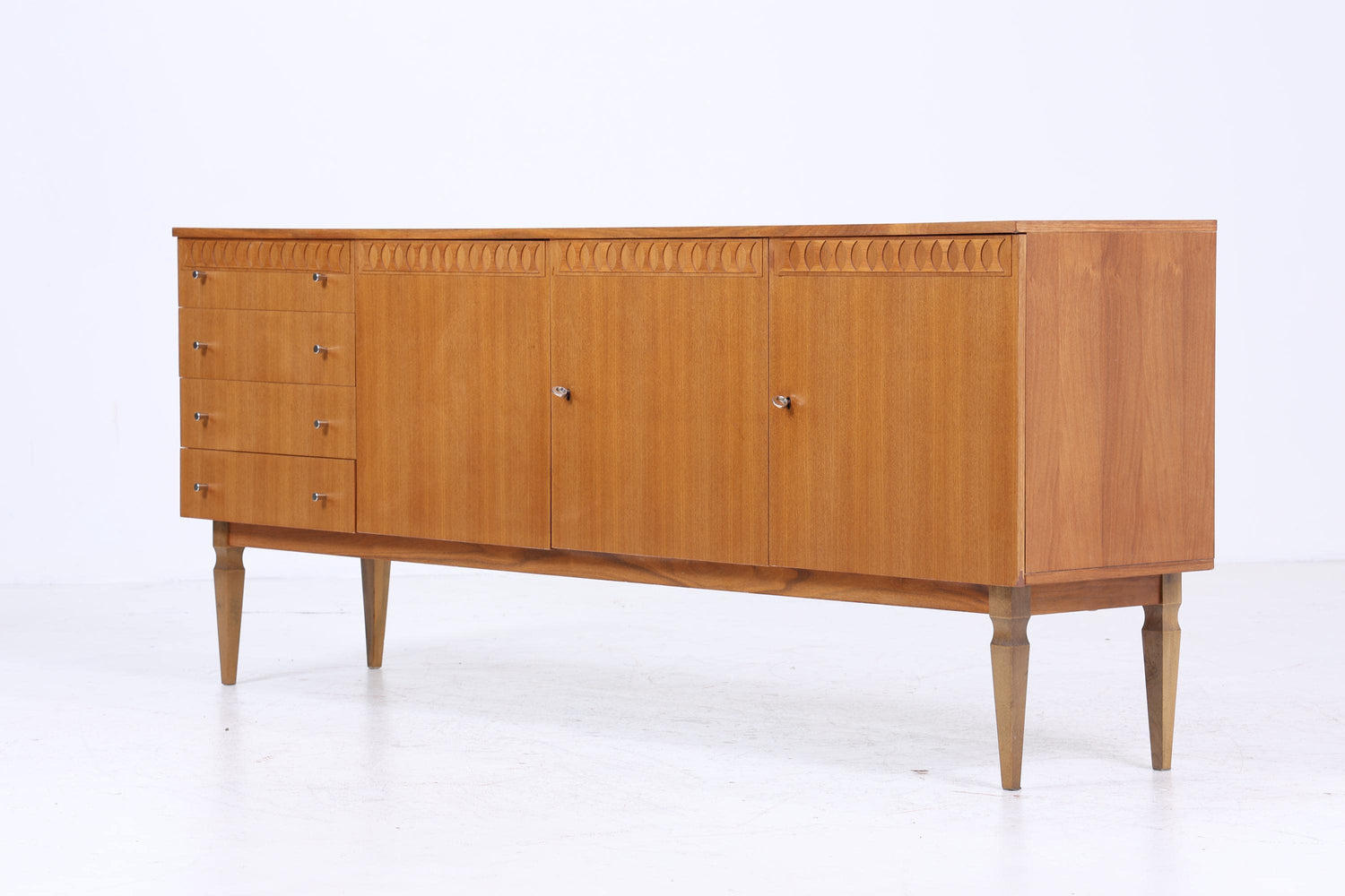 Vintage Sideboard 60er Jahre | Mid Century TV Board mit Schubladen &amp; Fächern Kommode Retro Holz Aufbewahrung