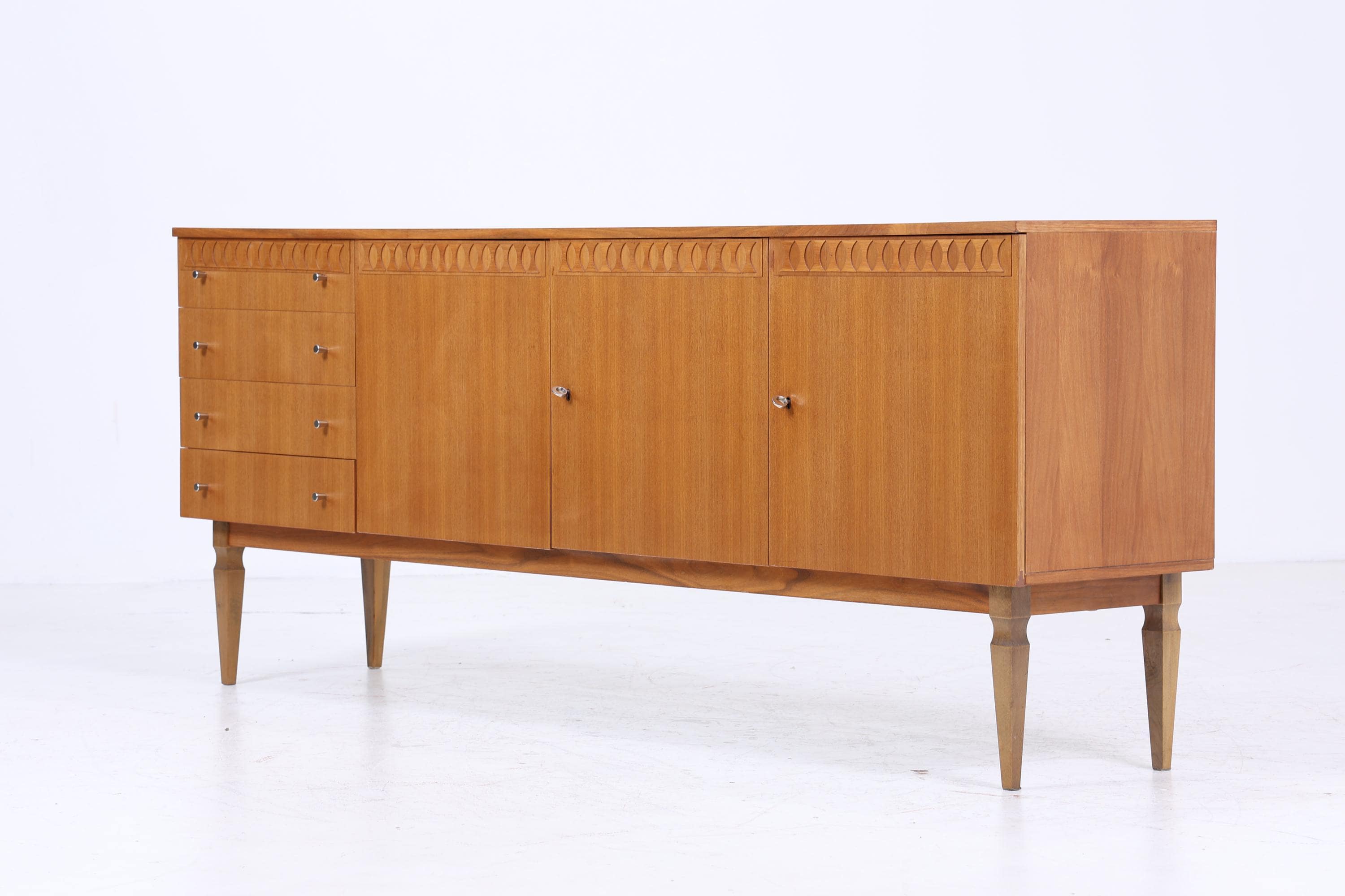 Vintage Sideboard 60er Jahre | Mid Century TV Board mit Schubladen &amp; Fächern Kommode Retro Holz Aufbewahrung