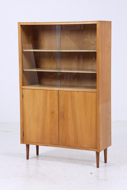 Vintage Vitrine 60er Jahre | Mid Century Glas Schrank Retro Regal Holz Aufbewahrung