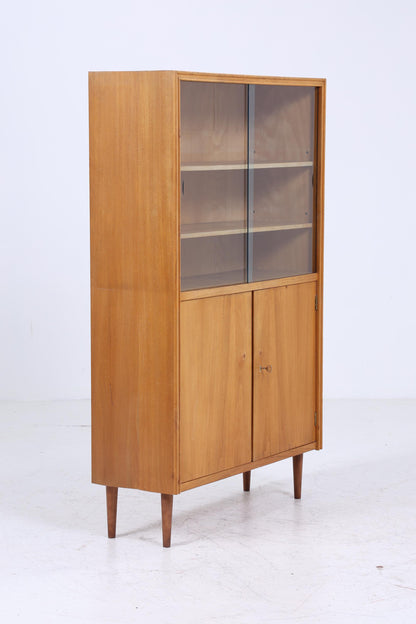 Vintage Vitrine 60er Jahre | Mid Century Glas Schrank Retro Regal Holz Aufbewahrung