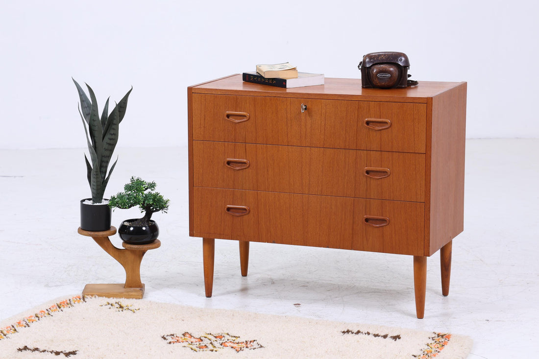 Vintage Teak Schubladen Kommode | Mid Century Schubladen Schrank | Holz Aufbewahrung 60er 70er Jahre