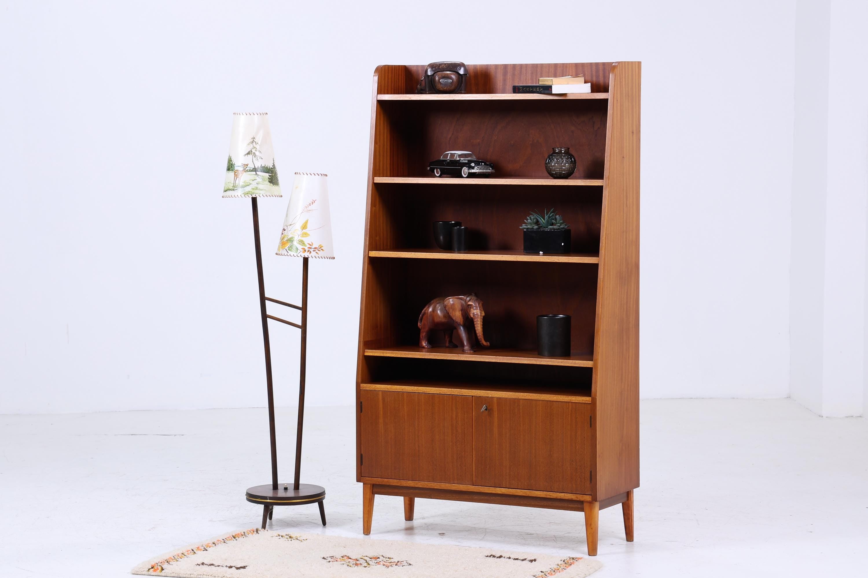 Vintage Bücheregal 60er Jahre | Mid Century Regal Schrank Retro Holz Aufbewahrung
