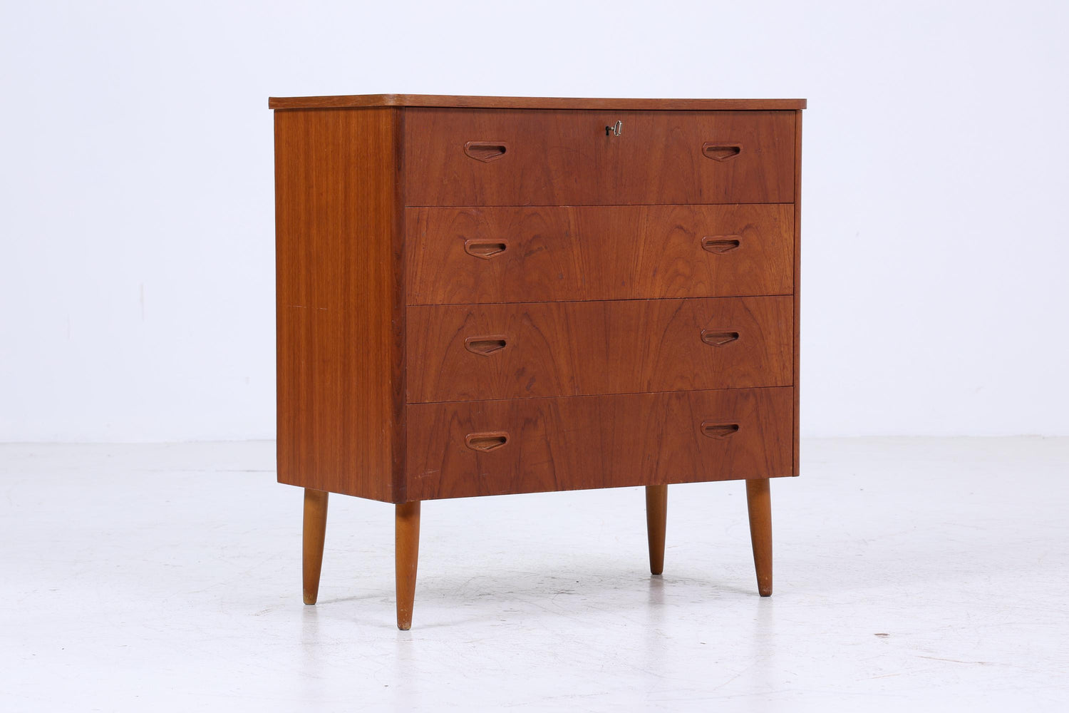 Vintage Teak Schubladen Kommode | Mid Century Schubladen Schrank | Holz Aufbewahrung 60er 70er Jahre