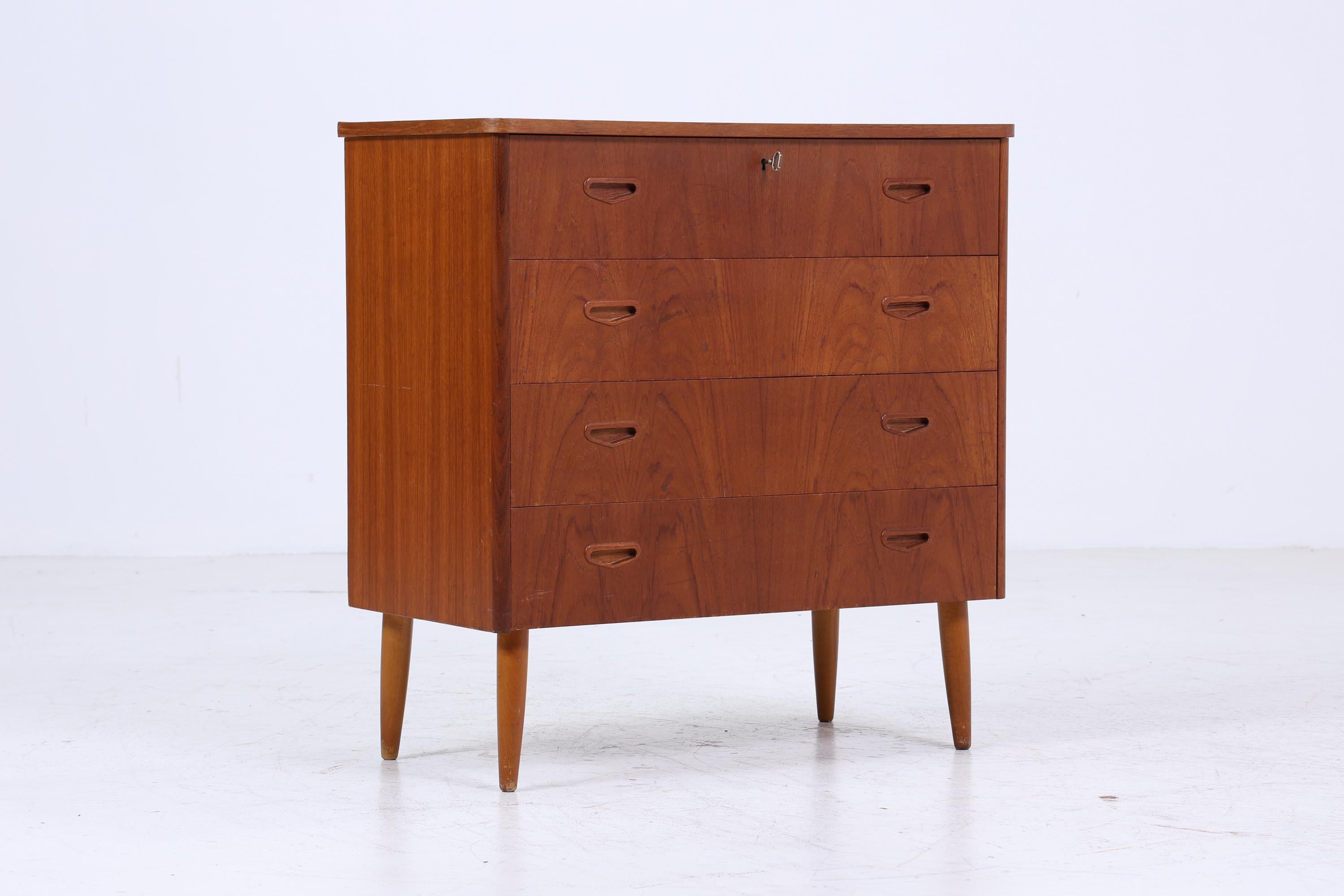 Vintage Teak Schubladen Kommode | Mid Century Schubladen Schrank | Holz Aufbewahrung 60er 70er Jahre