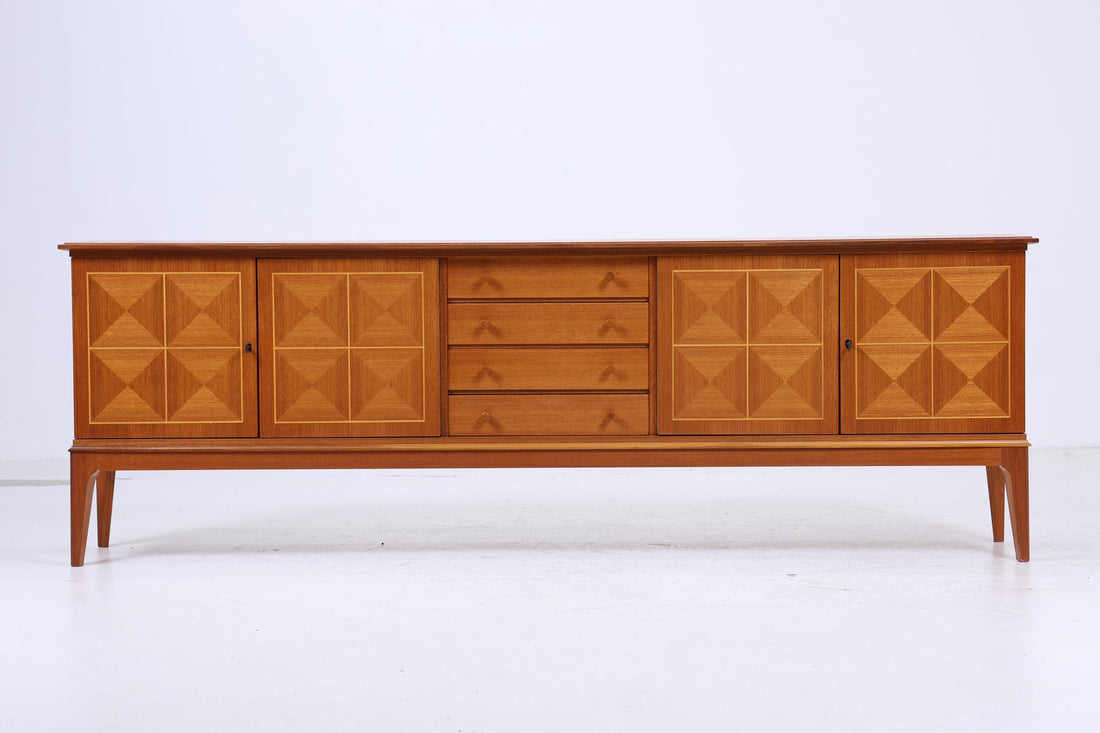 Vintage Teak Sideboard 60er Jahre | Mid Century TV Board mit Schubladen &amp; Fächern Lowboard Retro Holz Aufbewahrung