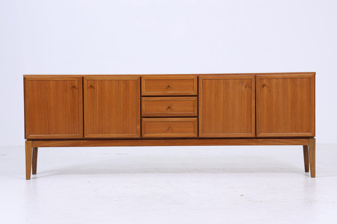 Vintage Teak Sideboard 60er Jahre | Mid Century TV Board mit Schubladen &amp; Fächern Lowboard Retro Holz Aufbewahrung