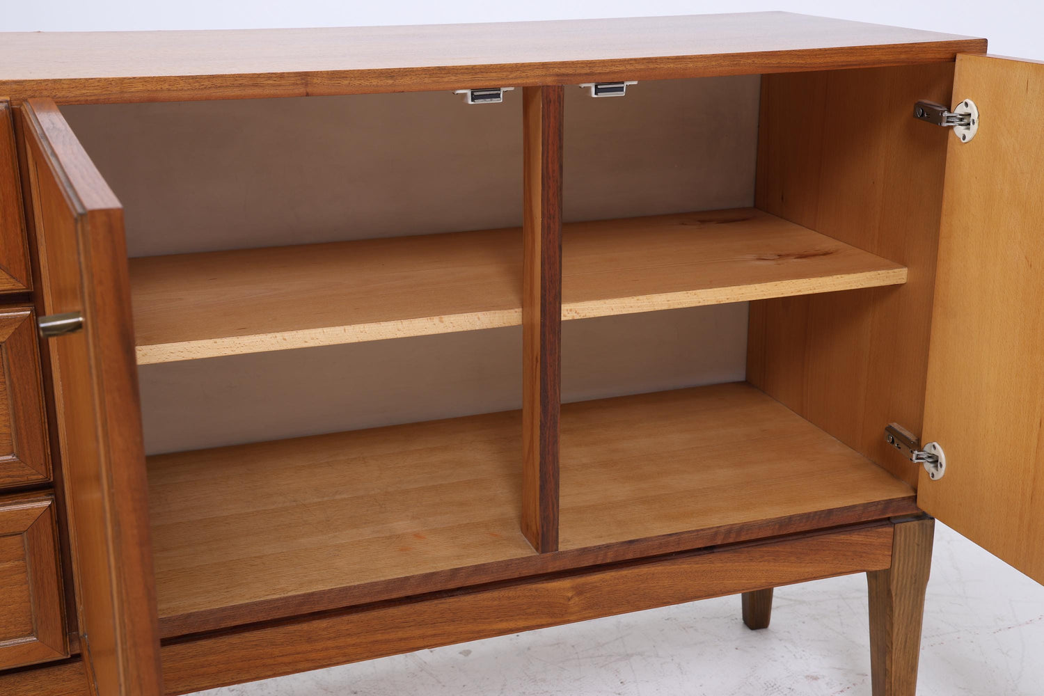 Vintage Teak Sideboard 60er Jahre | Mid Century TV Board mit Schubladen &amp; Fächern Lowboard Retro Holz Aufbewahrung