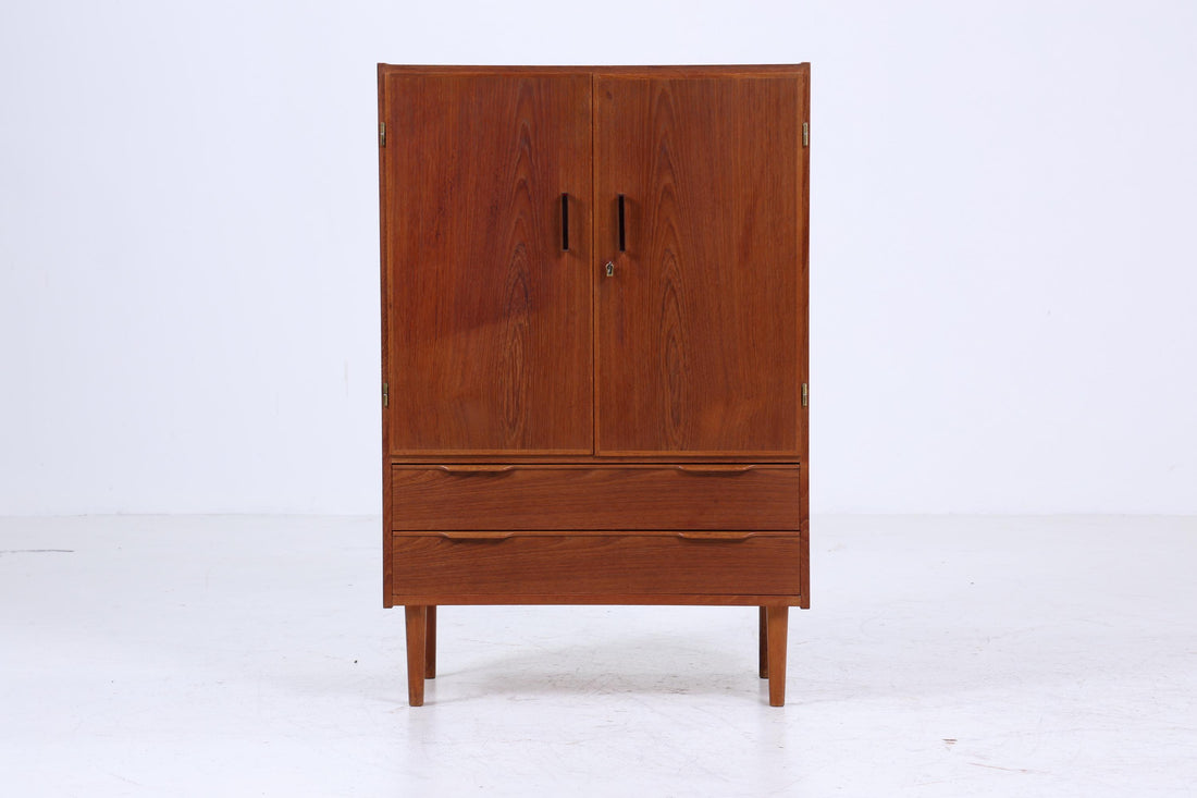 Kleiner Vintage Teak Wäscheschrank 60er Jahre | Mid Century Fächerschrank | Retro Schrank Holz Aufbewahrung