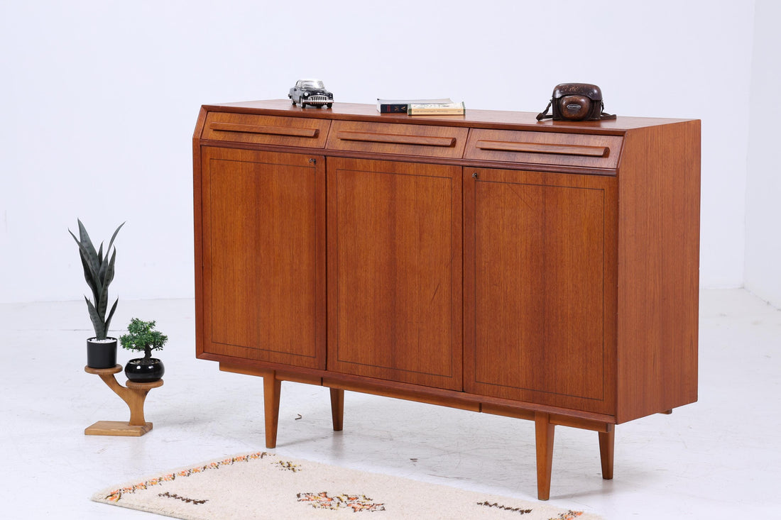 Vintage Highboard 60er Jahre | Mid Century Sideboard Schubladen Schrank Holz Aufbewahrung