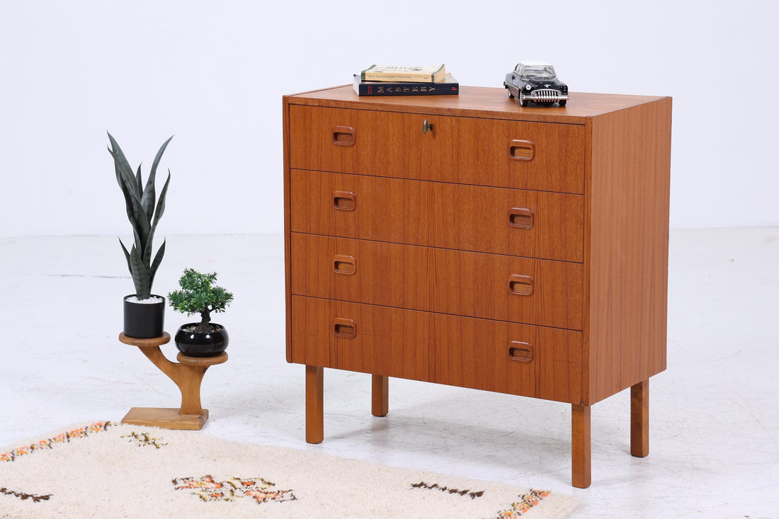 Vintage Teak Schubladen Kommode | Mid Century Schubladen Schrank | Holz Aufbewahrung 60er 70er Jahre