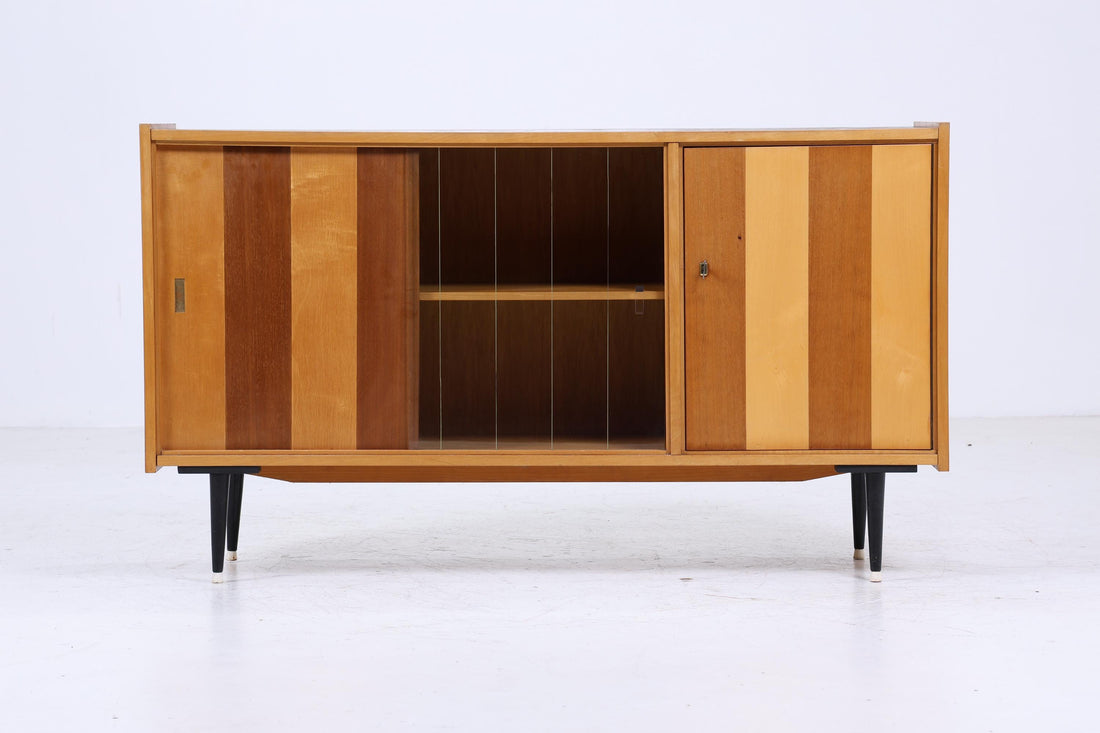 Vintage Sideboard 60er Jahre | Mid Century Glas Vitrine Highboard Wohnzimmerschrank Schrank Retro 70er Holz Aufbewahrung