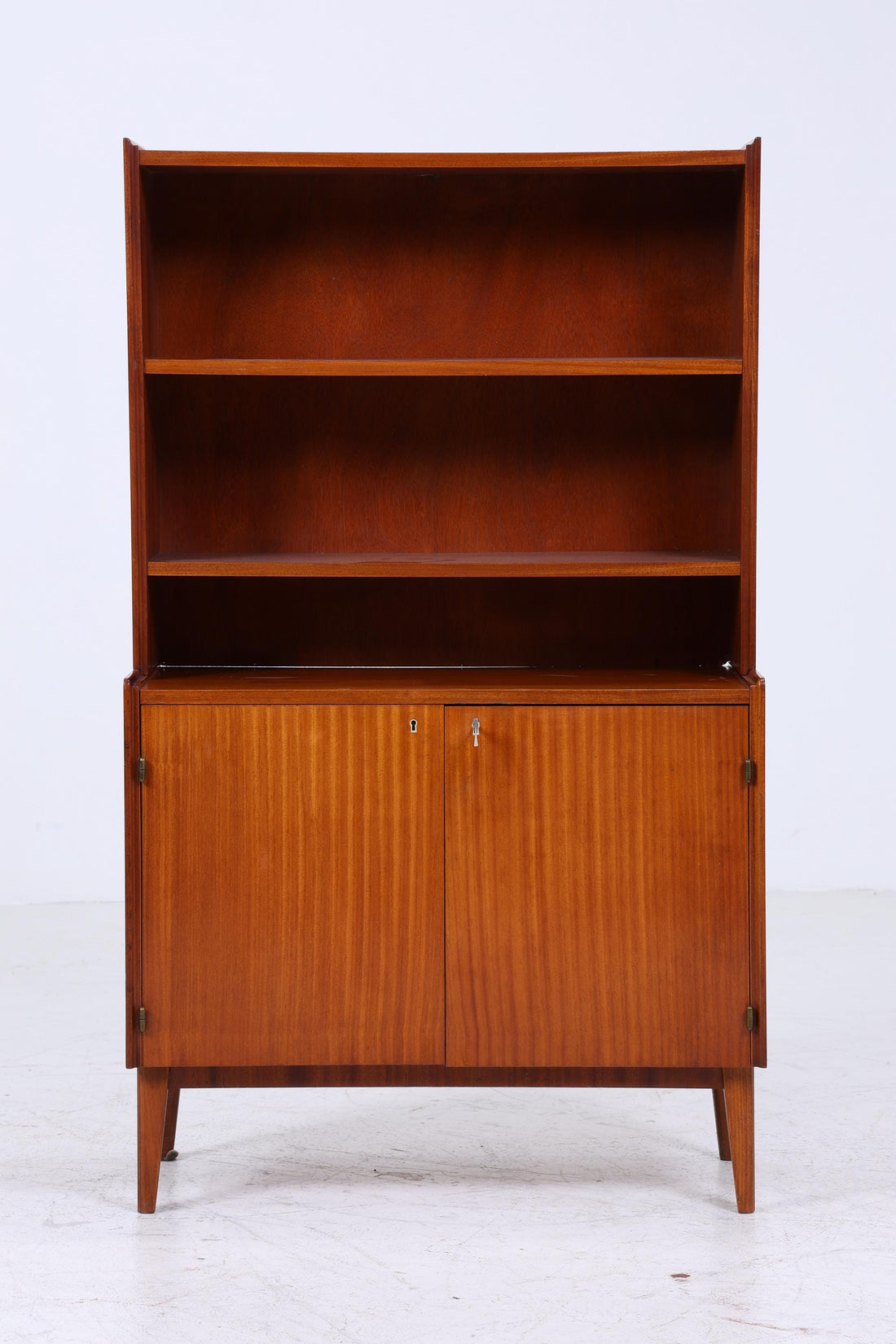 Vintage 1960s Bookcase | Mid Century Shelf Cabinet Retro Wooden Storage