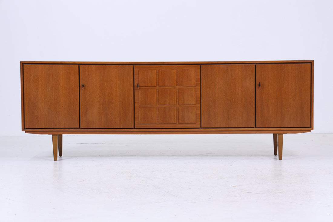 Vintage Sideboard 60er Jahre | Mid Century TV Board mit Schubladen &amp; Fächern Kommode Retro Holz Aufbewahrung
