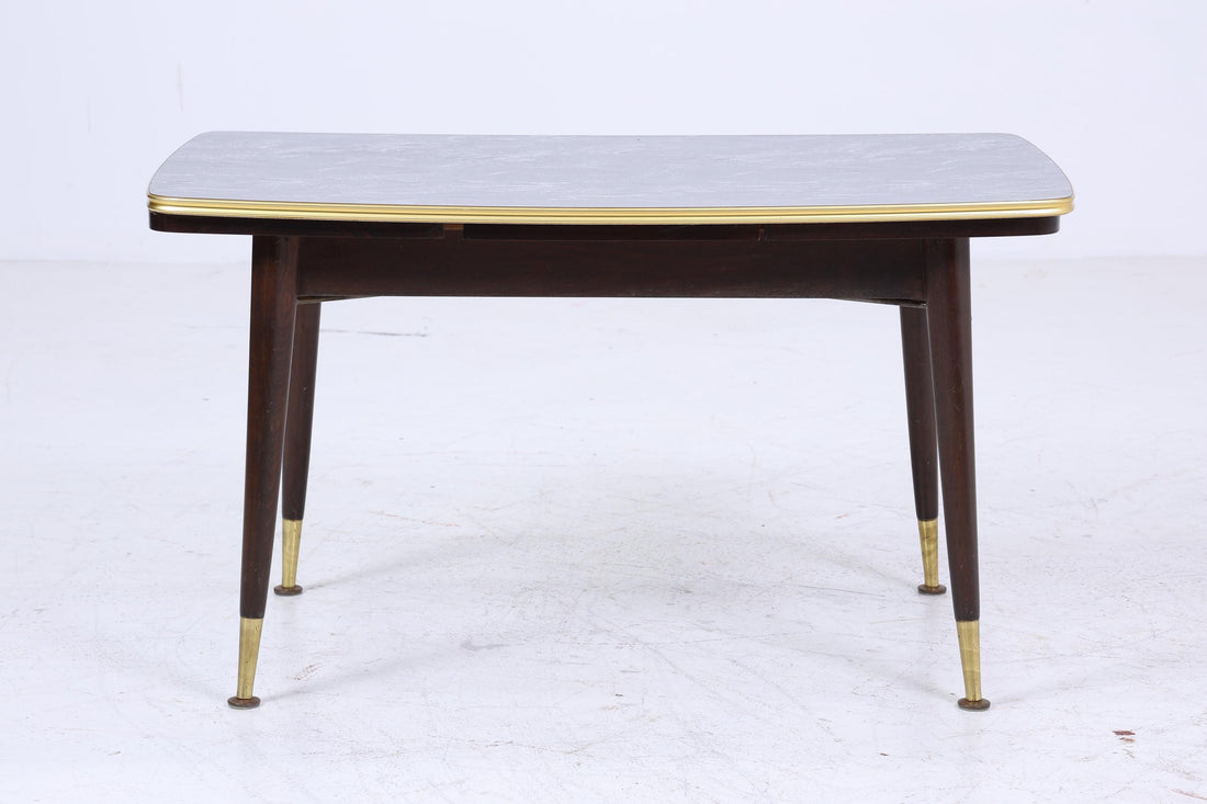 Vintage Kurbeltisch 60er Jahre | Mid Century ausziehbarer Esstisch Resopal im Marmor Stil Couchtisch Tisch Retro 70er Wohnzimmertisch