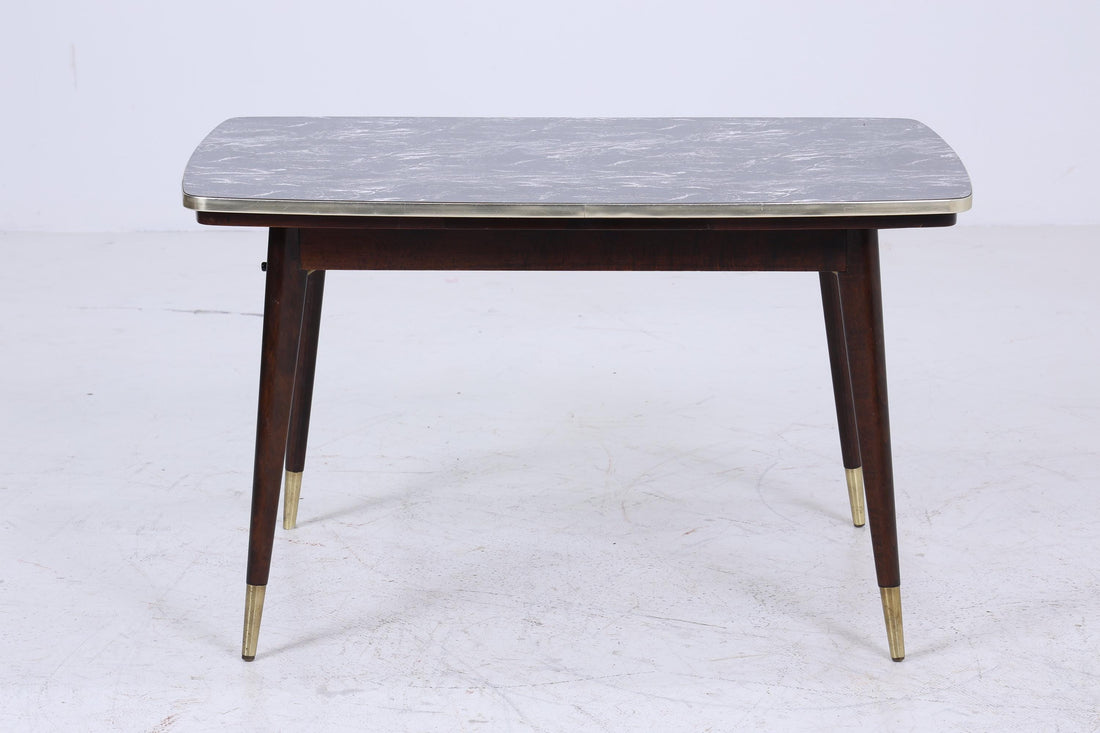 Vintage Kurbeltisch 60er Jahre | Mid Century ausziehbarer Esstisch Resopal im Marmor Stil Couchtisch Tisch Retro 70er