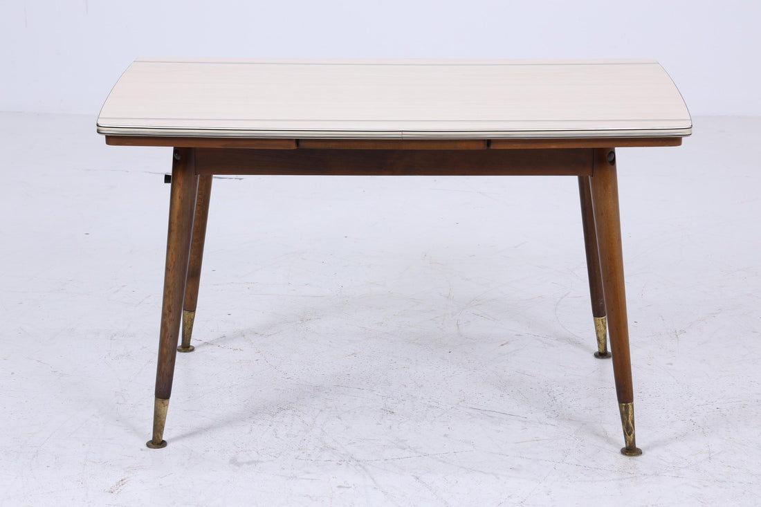 Vintage Kurbeltisch aus den 60ern | Mid Century Küchentisch Esstisch Tisch Retro 70er Holz mit Resopalplatte