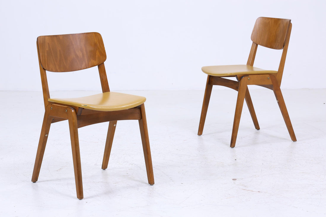 2 Vintage Holz Stühle von Casala | Mid Century Stuhl Stapelstühle Esszimmerstühle Vintage Retro 60er