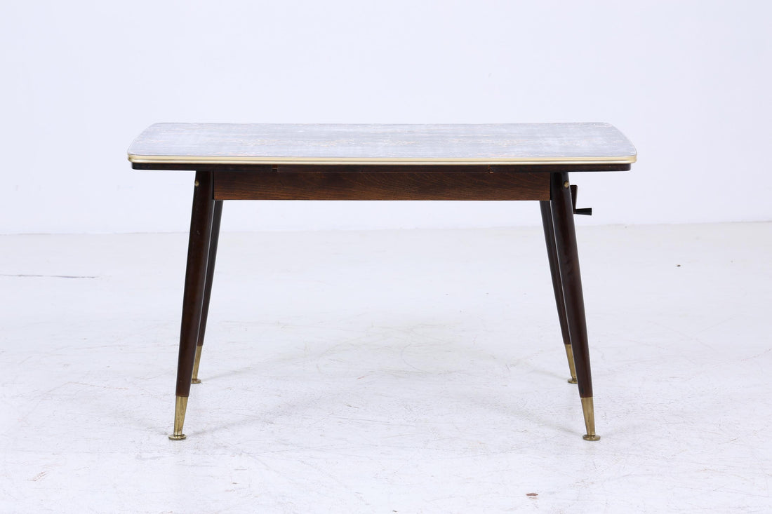 Vintage Kurbeltisch 60er Jahre | Mid Century ausziehbarer Esstisch Resopal im Marmor Stil Couchtisch Tisch Retro 70er