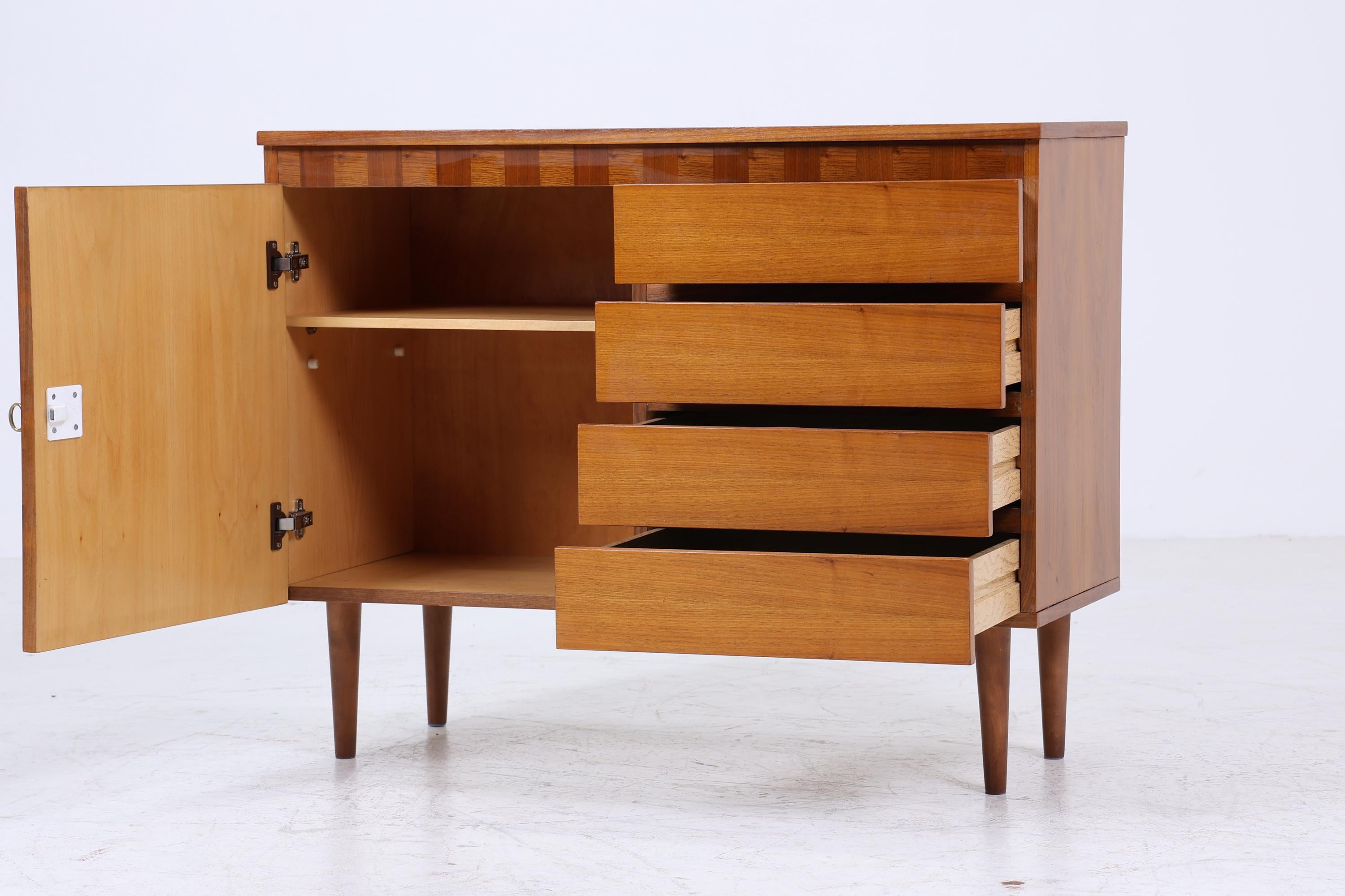 Vintage Nussbaum Schubladen Kommode 60er | Mid Century Schrank | Retro Holz Aufbewahrung