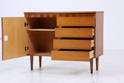 Vintage Nussbaum Schubladen Kommode 60er | Mid Century Schrank | Retro Holz Aufbewahrung