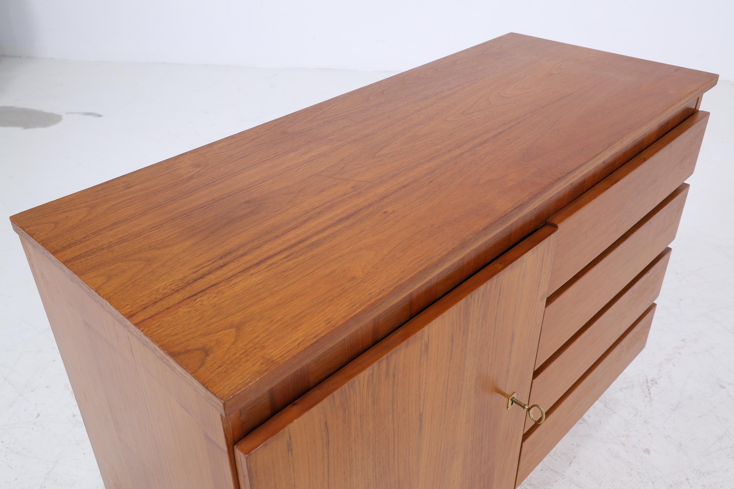 Vintage Nussbaum Schubladen Kommode 60er | Mid Century Schrank | Retro Holz Aufbewahrung