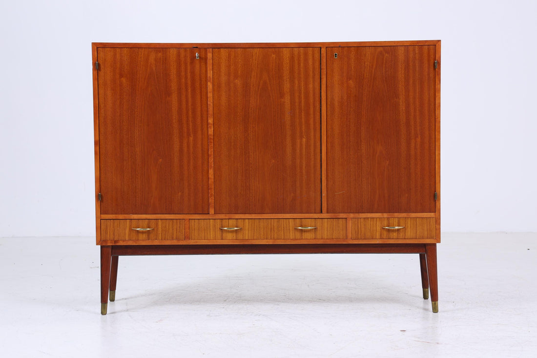 Vintage Highboard 60er Jahre | Mid Century Sideboard Schubladen Schrank Holz Aufbewahrung