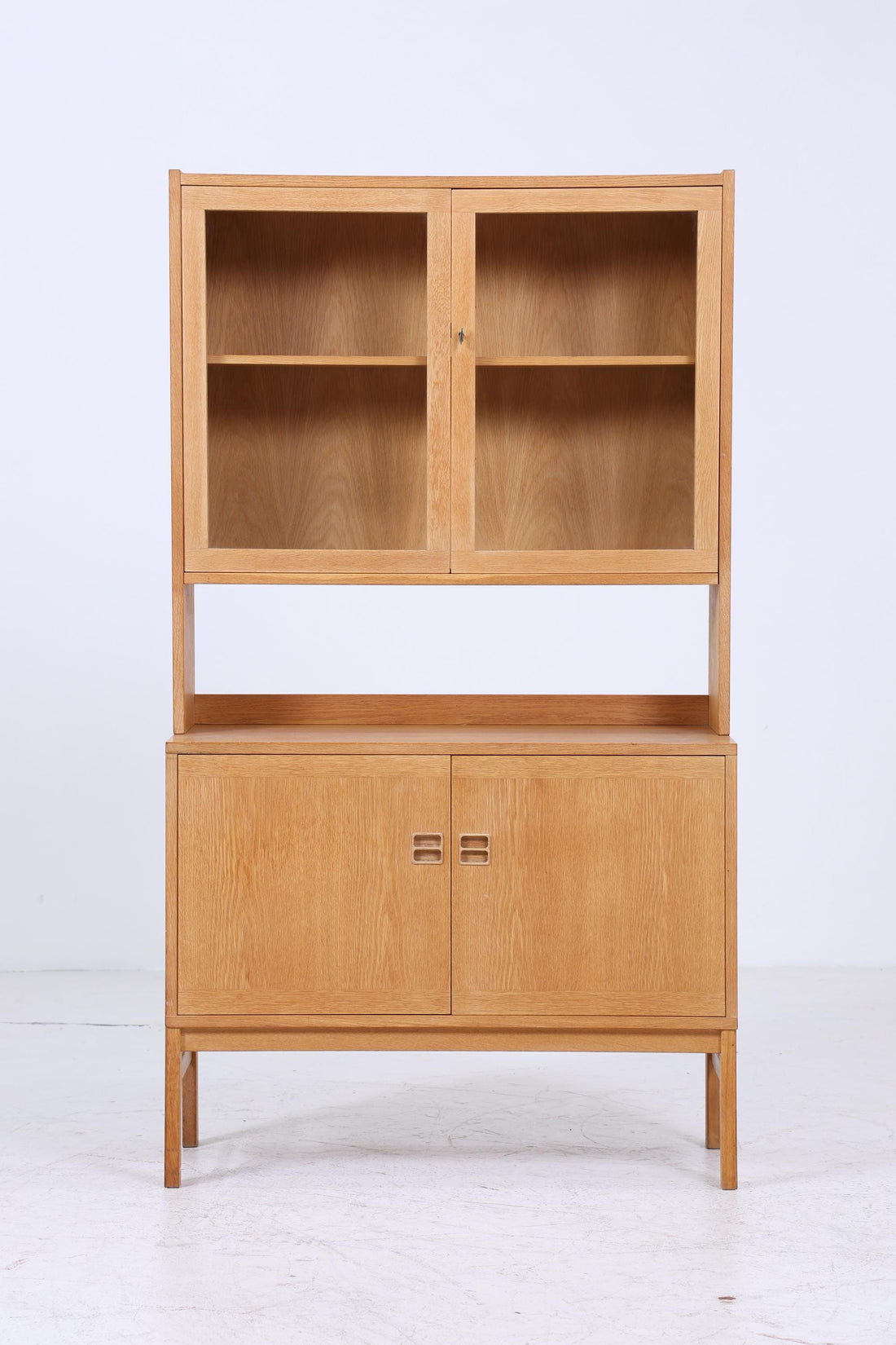 Vintage Vitrine 60er Jahre | Mid Century Glas Schrank Retro Regal Holz Aufbewahrung