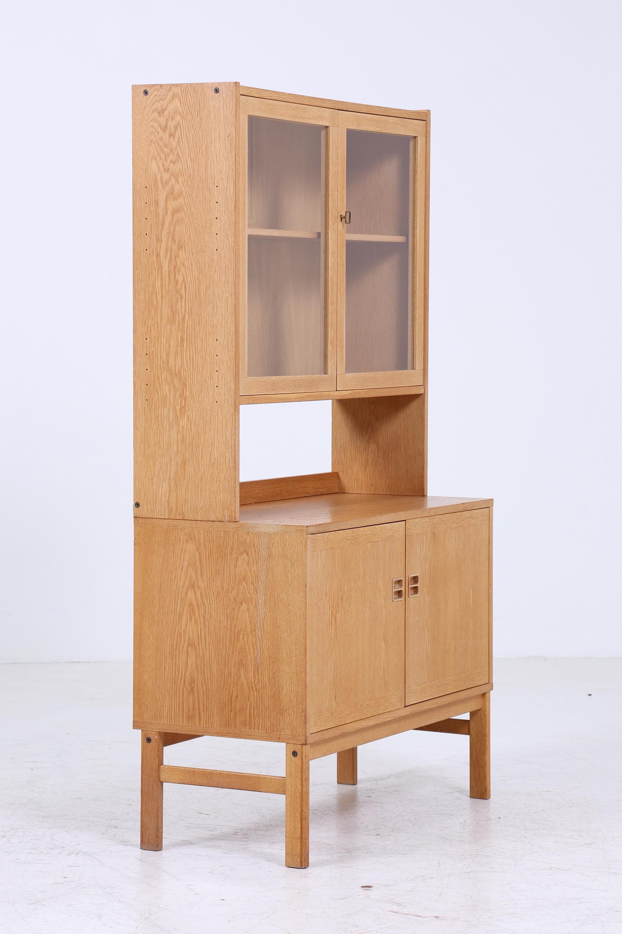 Vintage Vitrine 60er Jahre | Mid Century Glas Schrank Retro Regal Holz Aufbewahrung