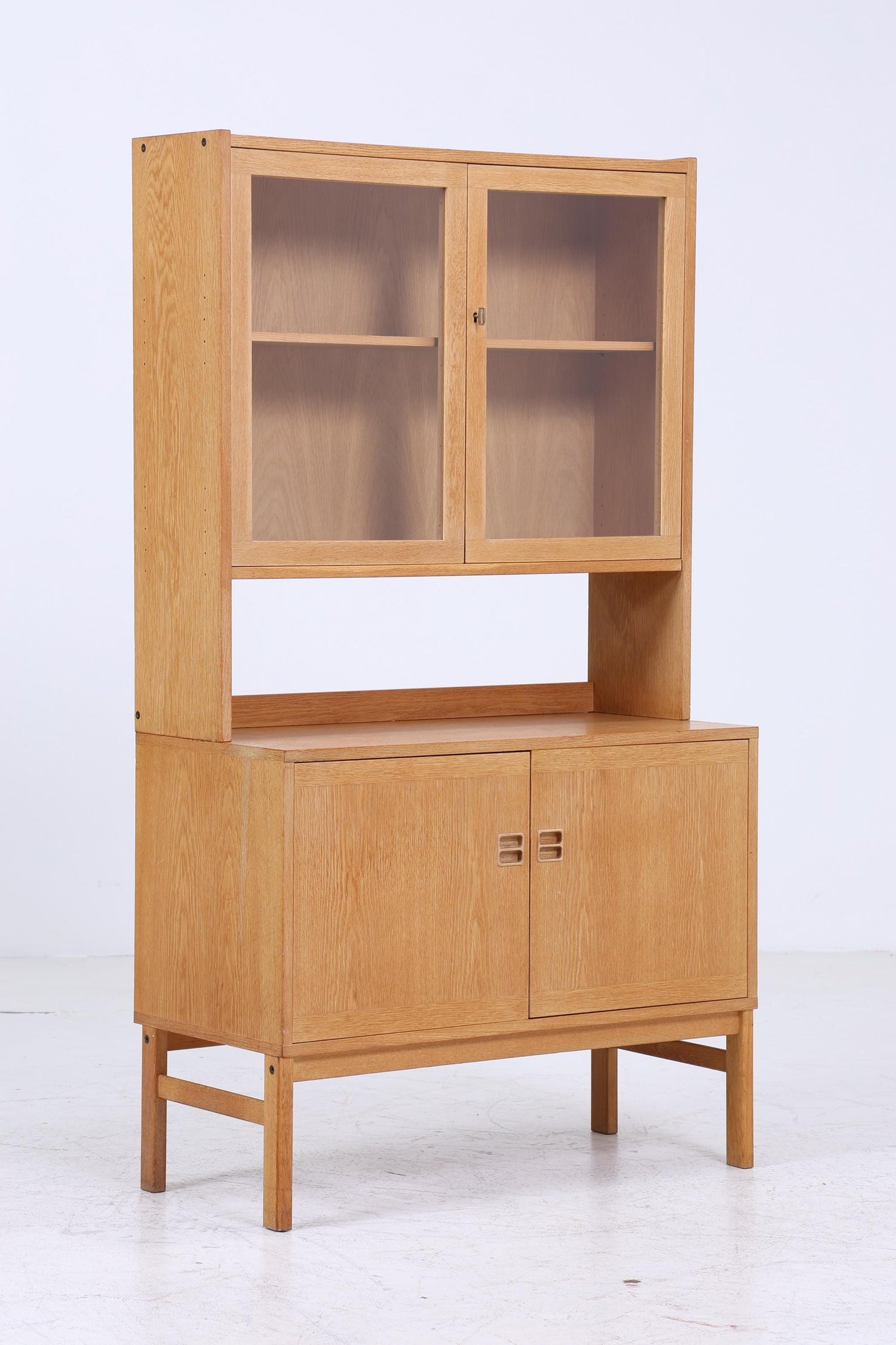 Vintage Vitrine 60er Jahre | Mid Century Glas Schrank Retro Regal Holz Aufbewahrung