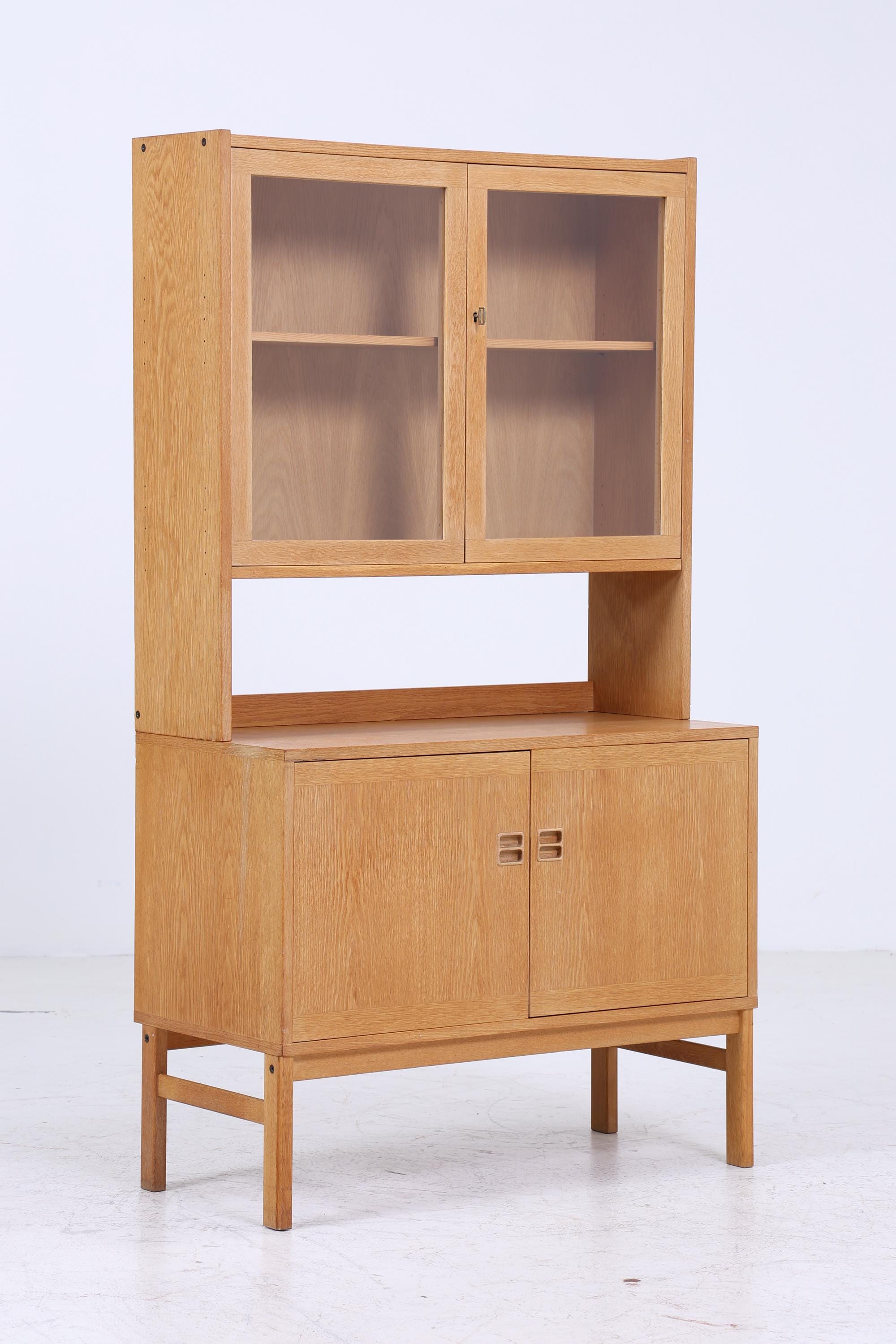 Vintage Vitrine 60er Jahre | Mid Century Glas Schrank Retro Regal Holz Aufbewahrung