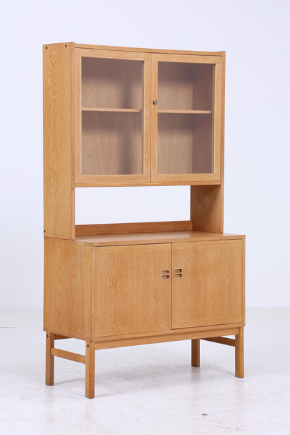 Vintage Vitrine 60er Jahre | Mid Century Glas Schrank Retro Regal Holz Aufbewahrung