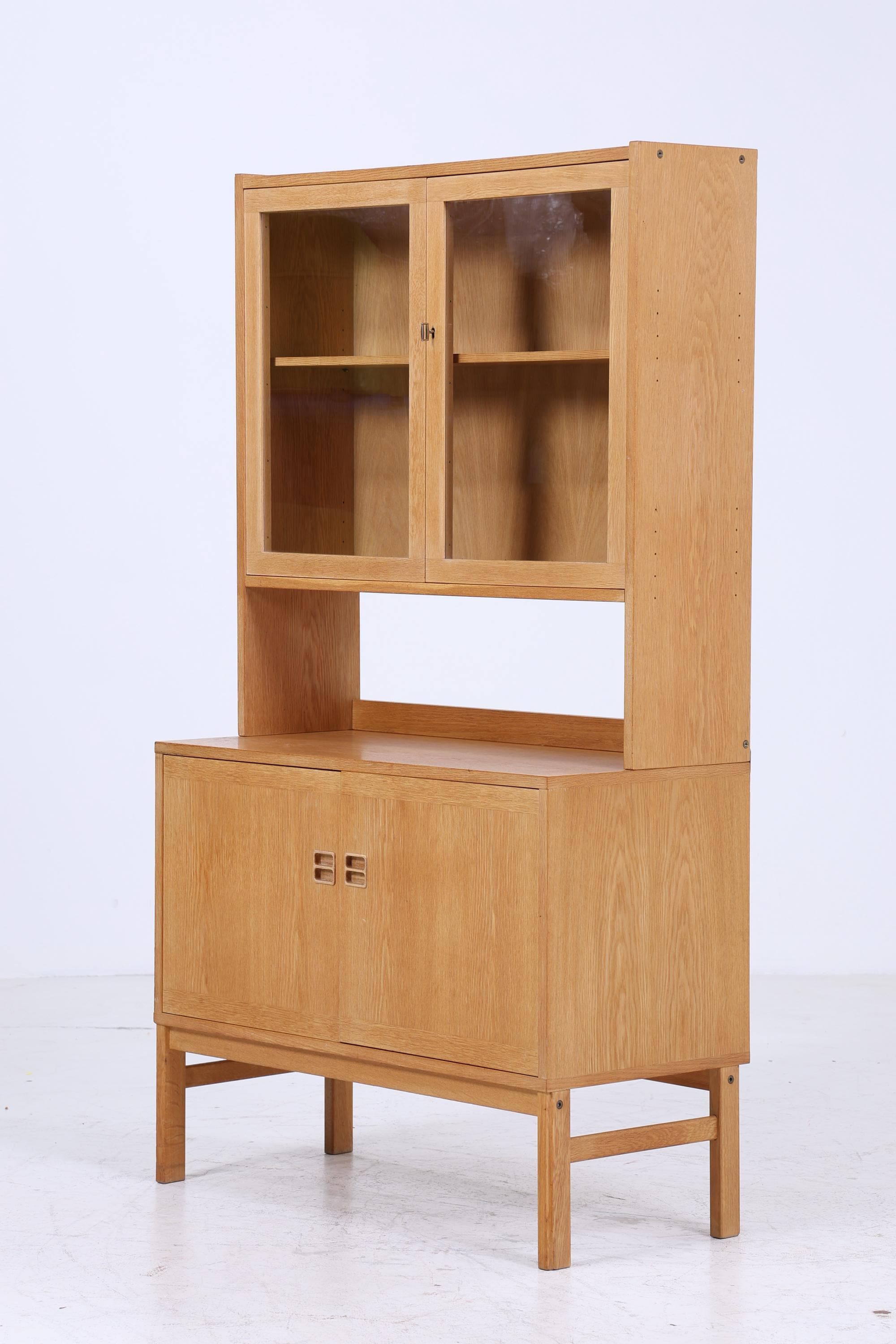 Vintage Vitrine 60er Jahre | Mid Century Glas Schrank Retro Regal Holz Aufbewahrung