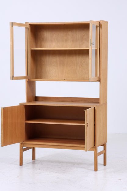Vintage Vitrine 60er Jahre | Mid Century Glas Schrank Retro Regal Holz Aufbewahrung