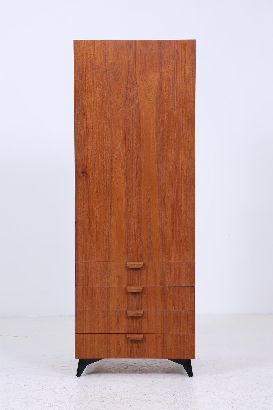 Schmaler Vintage Teak Kleiderschrank | Mid Century Wäscheschrank | 60er Jahre Schrank | mit Fächern &amp; Schubladen