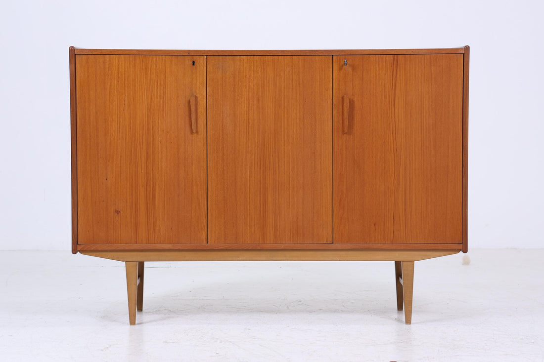 Vintage Teak Highboard 60er Jahre | Mid Century Sideboard Schubladen Schrank Holz Aufbewahrung